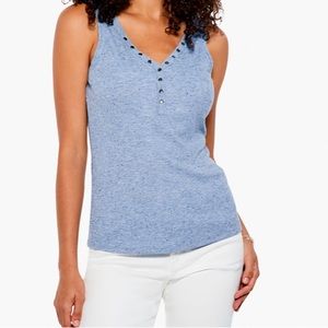 Speckled knit snap tank in blue mix, New with tags, Size medium